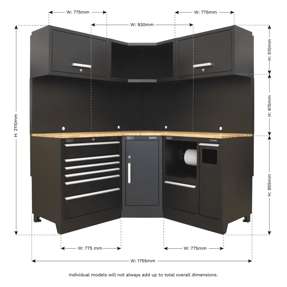 Sealey Modular Storage System Combo - Oak Worktop Model No-APMSCOMBO6W