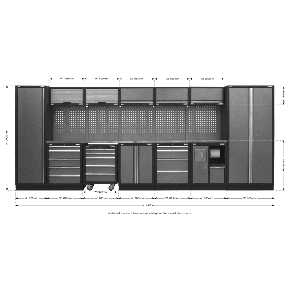 Sealey Modular Storage System Combo - Stainless Steel Worktop Model No-APMSSTACK01SS