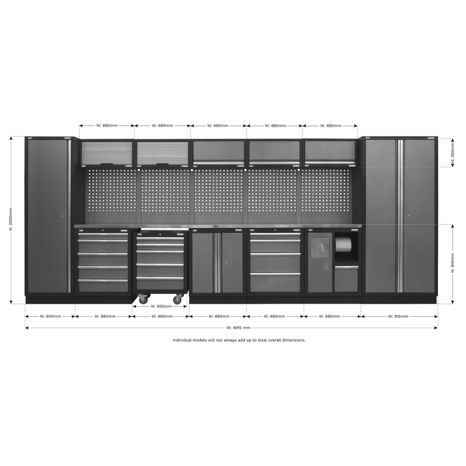 Sealey Modular Storage System Combo - Stainless Steel Worktop Model No-APMSSTACK01SS