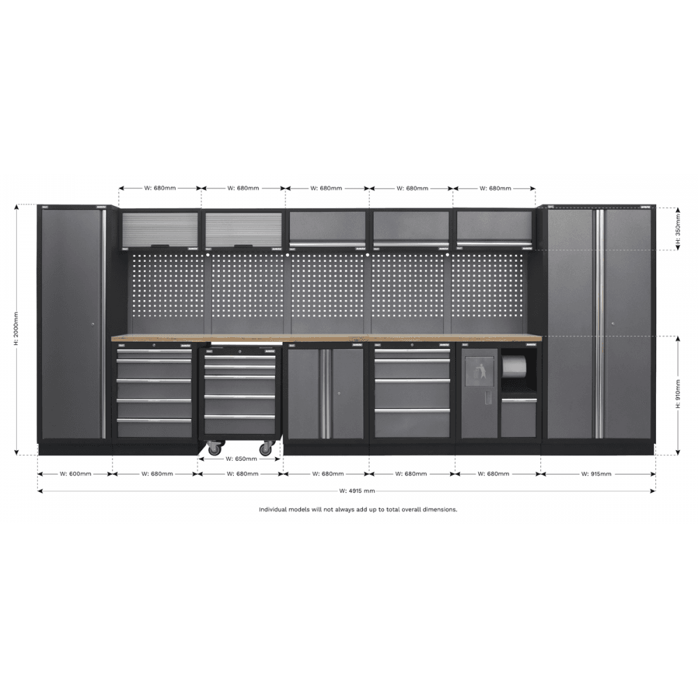 Sealey Modular Storage System Combo - Pressed Wood Worktop Model No-APMSSTACK01W