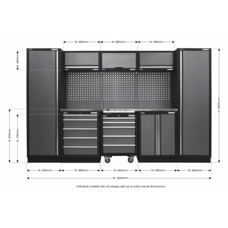Sealey Modular Storage System Combo - Stainless Steel Worktop Model No-APMSSTACK03SS