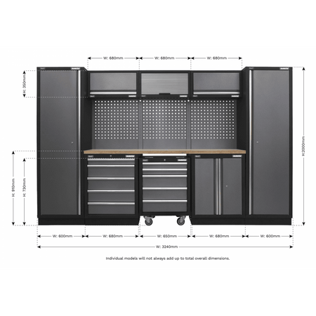 Sealey Modular Storage System Combo - Pressed Wood Worktop Model No-APMSSTACK03W