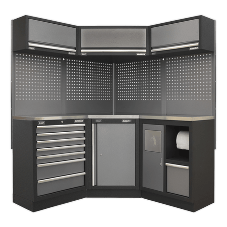 Sealey Modular Storage System Combo - Stainless Steel Worktop Model No-APMSSTACK08SS
