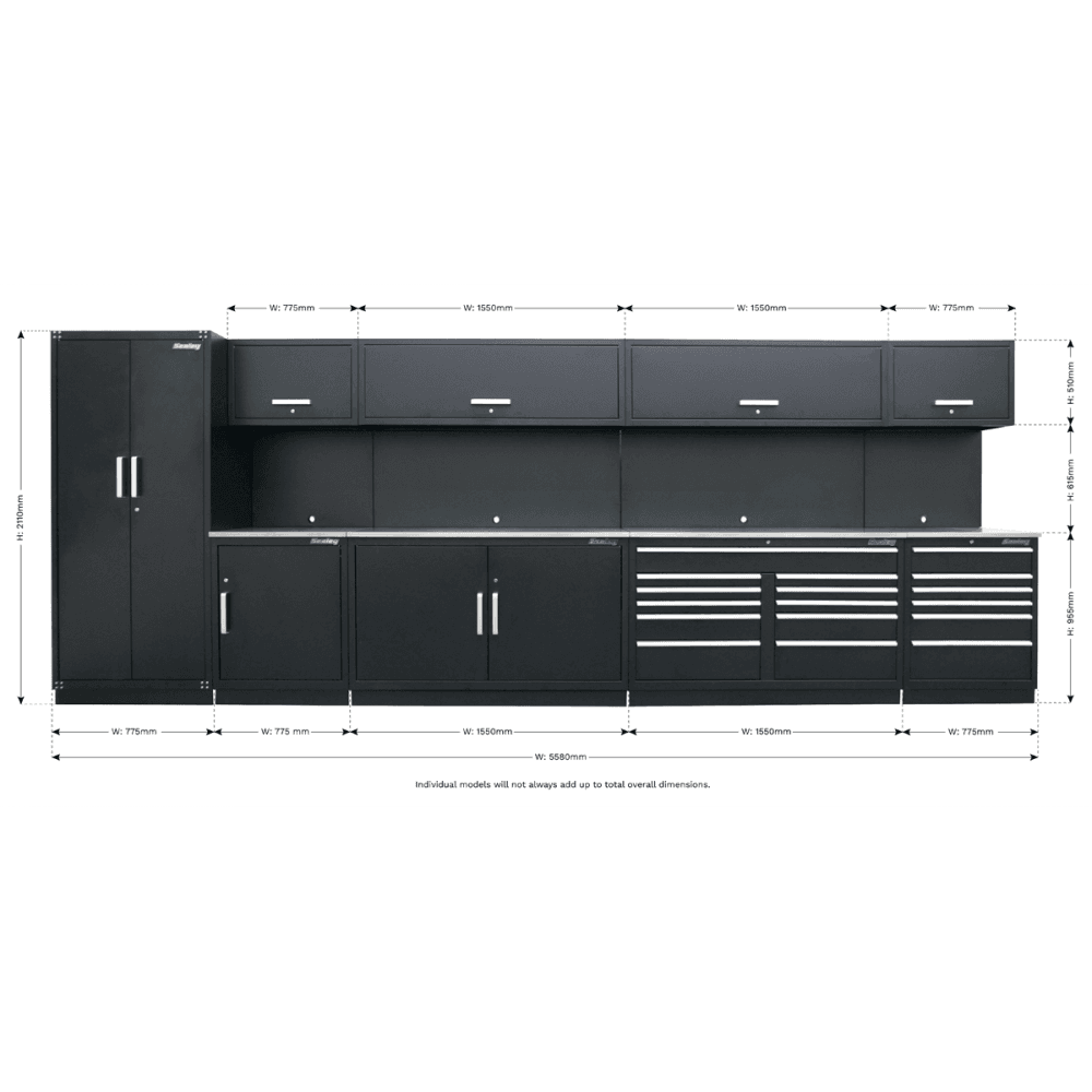 Sealey Complete Modular Workshop Storage Combination - Stainless Steel Worktop Model No-APMSSTEEL