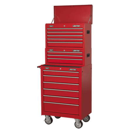 Sealey Topchest, Mid-Box & Rollcab 14 Drawer Stack - Red Model No-AP22STACK