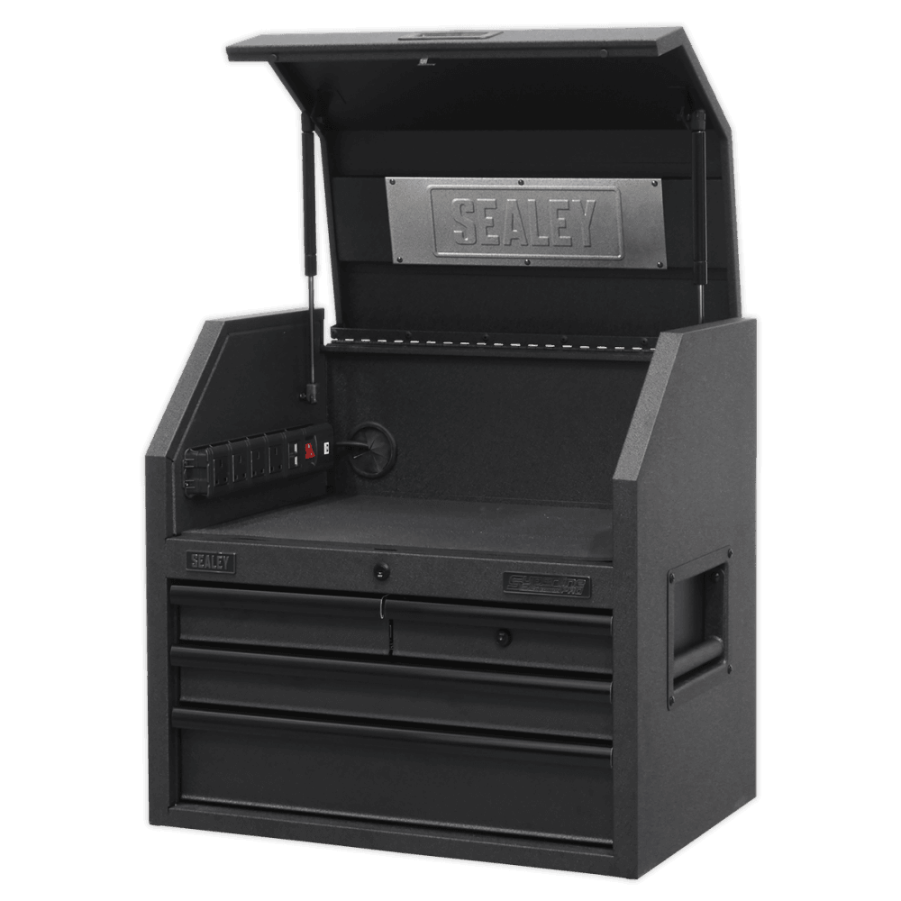 Sealey Superline PRO® Black Edition Topchest with 4 Soft Close Drawers & Power Bar 660mm Model No-AP2704BE