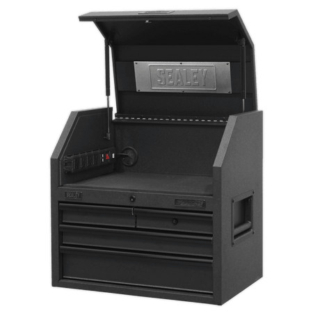 Sealey Superline PRO® Black Edition Topchest with 4 Soft Close Drawers & Power Bar 660mm Model No-AP2704BE