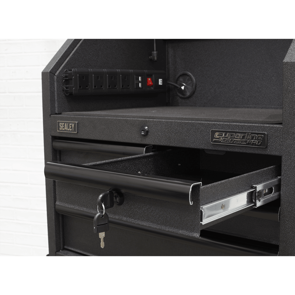Sealey Superline PRO® Black Edition Topchest with 4 Soft Close Drawers & Power Bar 660mm Model No-AP2704BE
