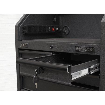 Sealey Superline PRO® Black Edition Topchest with 4 Soft Close Drawers & Power Bar 660mm Model No-AP2704BE