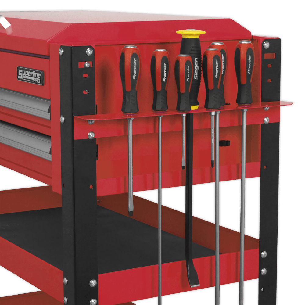 Sealey Heavy-Duty Mobile Tool & Parts Trolley 2 Drawers & Lockable Top - Red Model No-AP760M