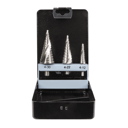 Sealey HSS 4341 Step Drill Bit Set 3pc Spiral Flute Model No-AK4749