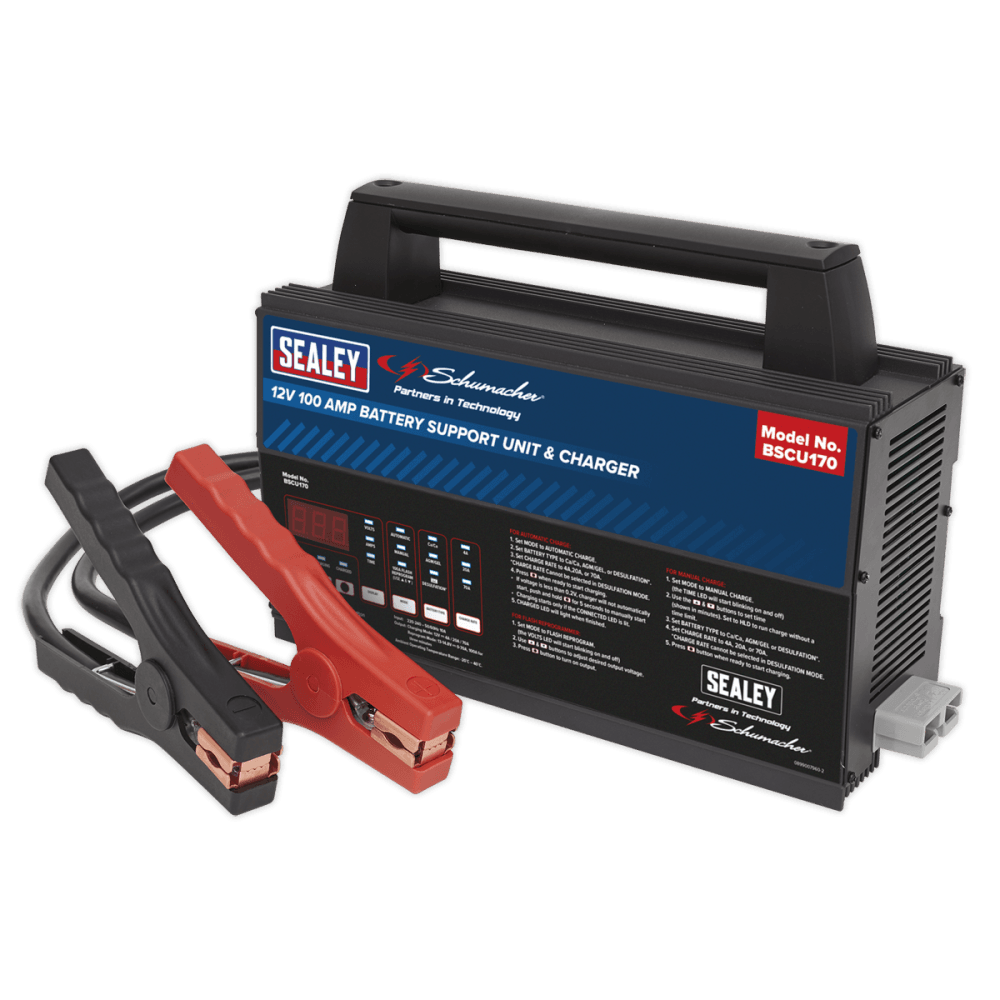 Sealey 12V Battery Support Unit & Charger 100A Model No-BSCU170