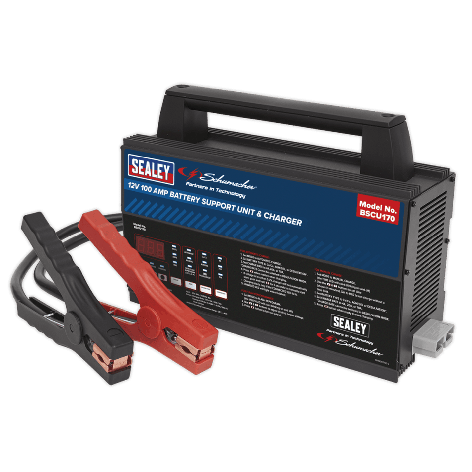 Sealey Battery Support Unit & Charger - 12V 100A Model No-BSCU170