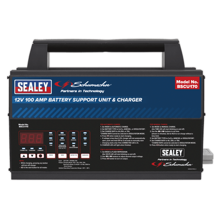 Sealey 12V Battery Support Unit & Charger 100A Model No-BSCU170