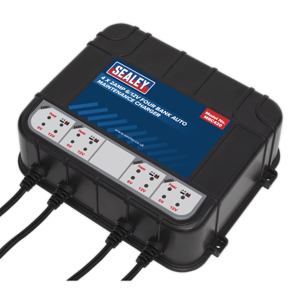 Sealey 6/12V 4 Bank Auto Maintenance Charger 8A (4 x 2A) Model No-MBC420