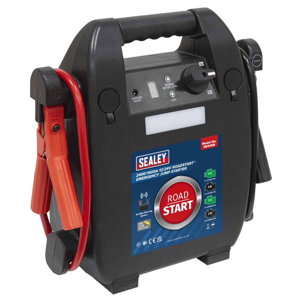 Sealey RoadStart® 12/24V Emergency 8-Cylinder Jump Starter 6L Model No-RS105B