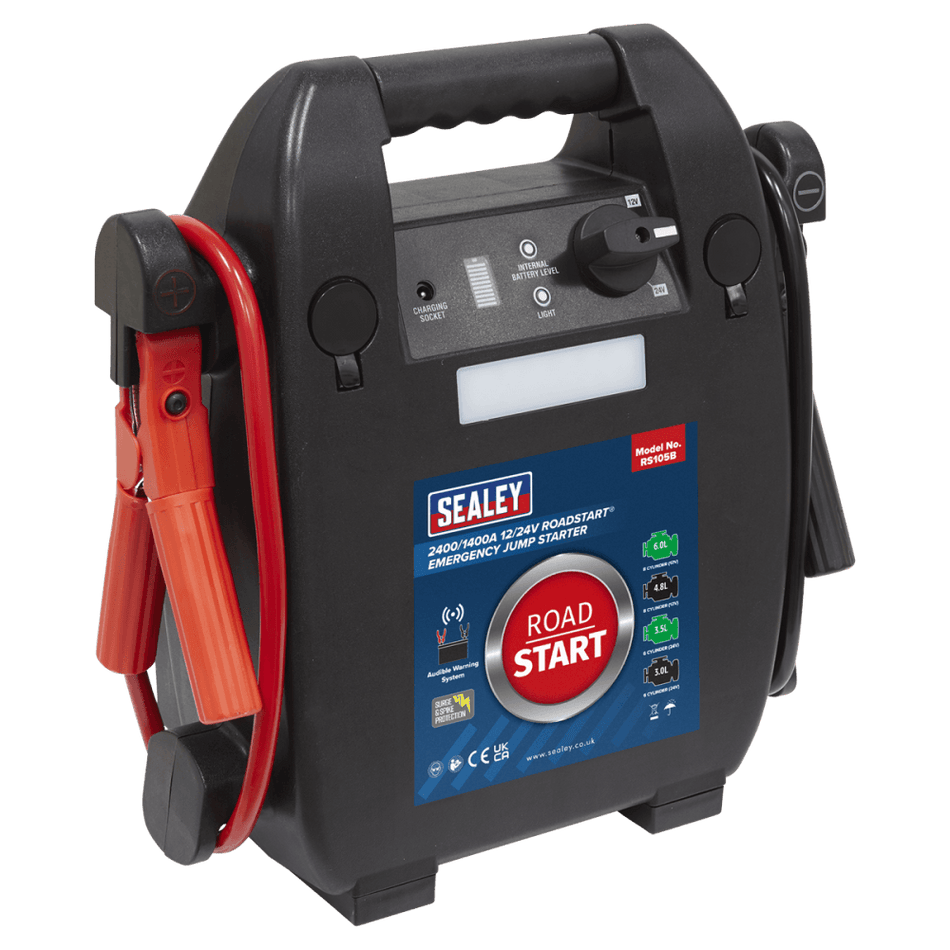Sealey RoadStartÂ¶© Emergency Jump Starter 12/24V 6ltr 8 Cylinder Model No-RS105B
