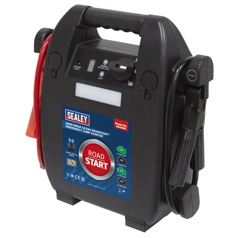 Sealey RoadStartÂ¶© Emergency Jump Starter 12/24V 6ltr 8 Cylinder Model No-RS105B