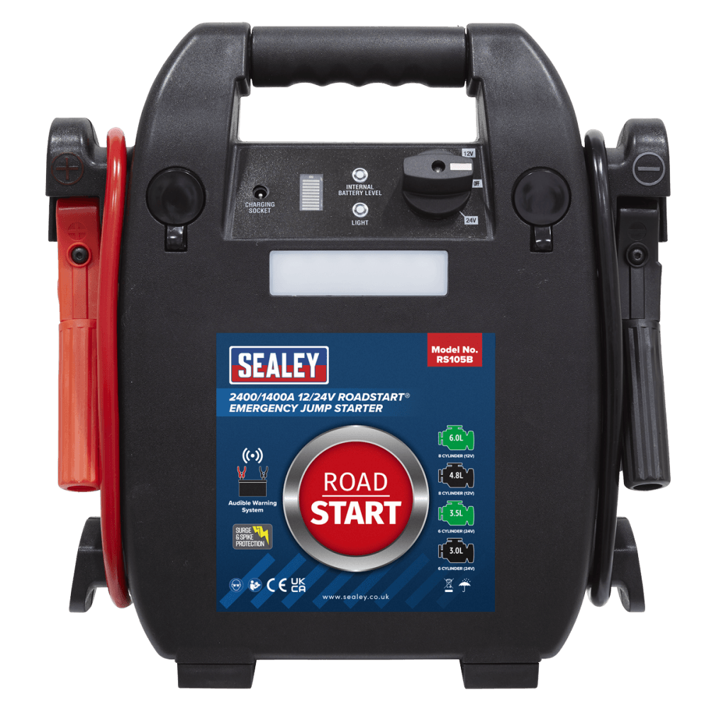 Sealey RoadStart® 12/24V Emergency 8-Cylinder Jump Starter 6L Model No-RS105B