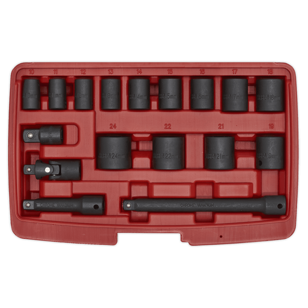 Sealey Impact Socket Set 17pc 3/8"Sq Drive Metric Model No-AK68217