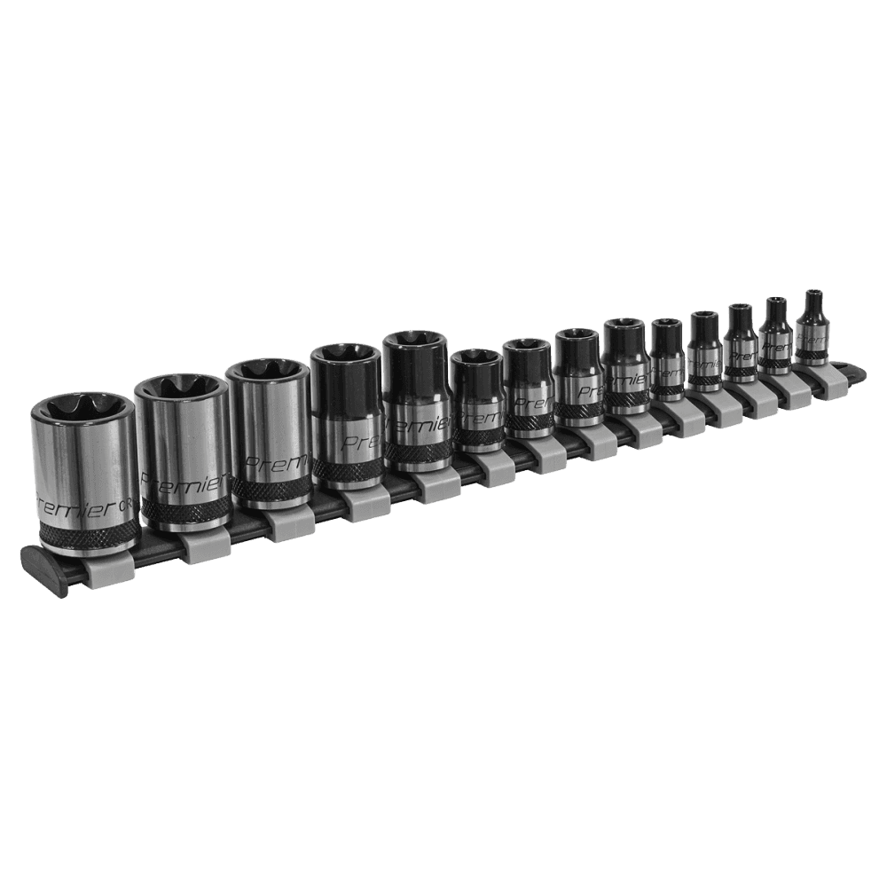 Sealey TRX-Star* Socket Set 14pc 1/4", 3/8" & 1/2"Sq Drive E4-E24 Black Series Model No-AK618B