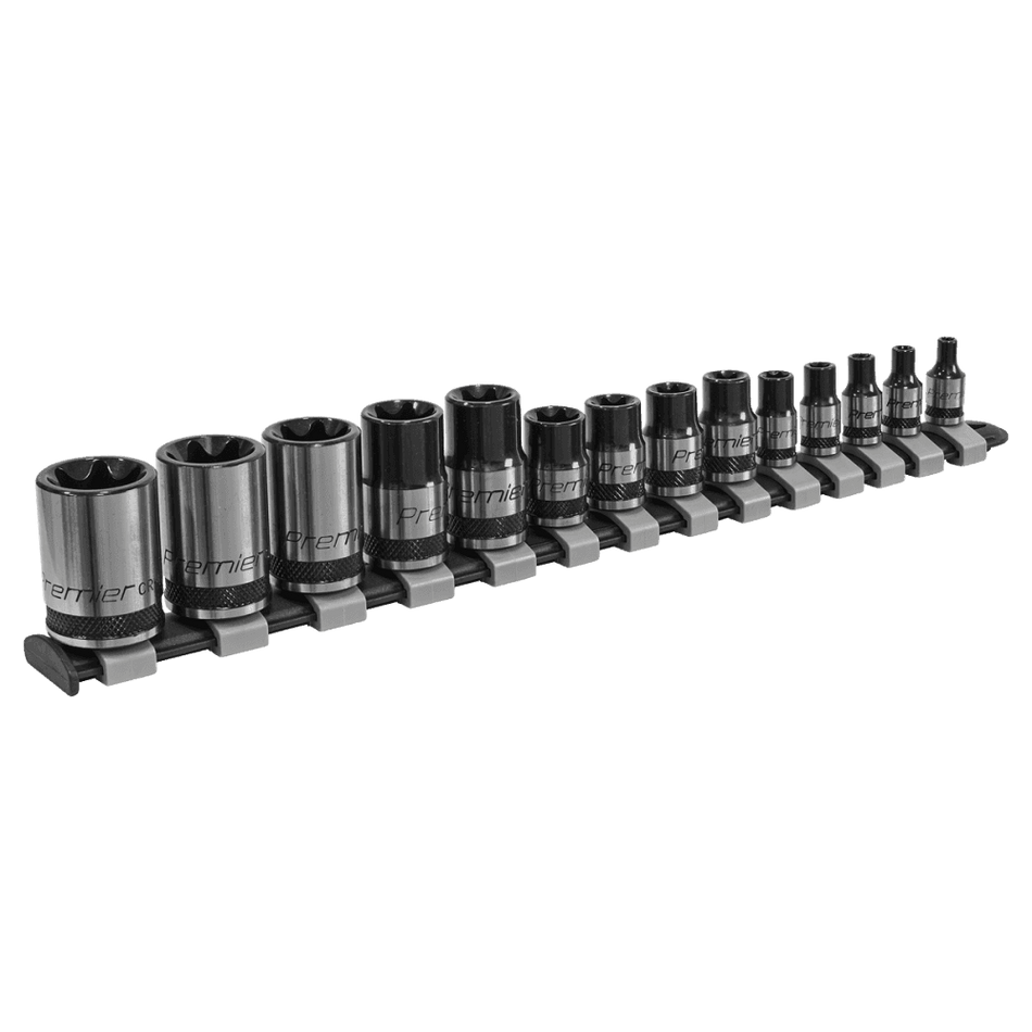 Sealey TRX-Star* Socket Set 14pc 1/4", 3/8" & 1/2"Sq Drive E4-E24 Black Series Model No-AK618B