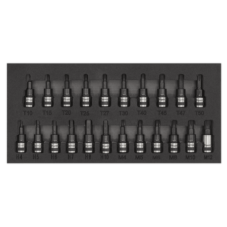 Sealey TRX-Star*/Hex/Spline Socket Bit Set 22pc 3/8"Sq Drive Black Series Model No-AK7985