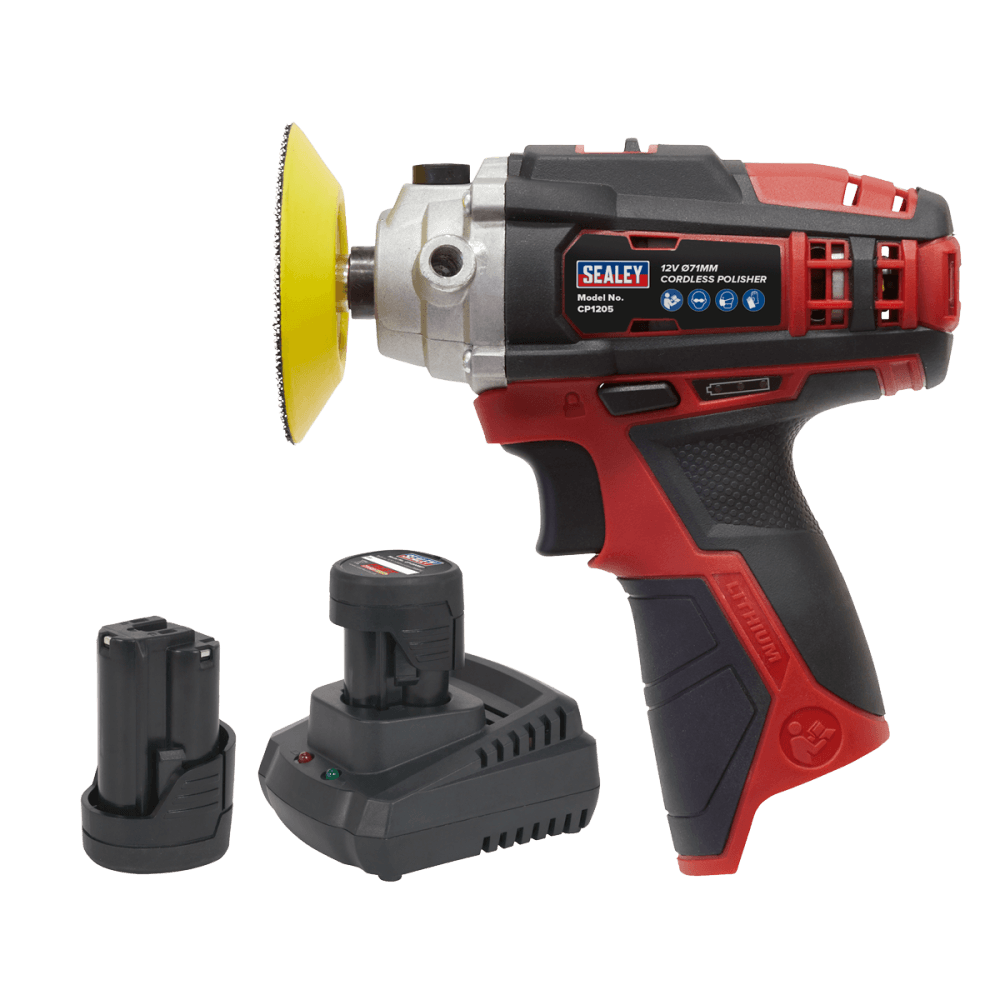 Sealey Cordless Polisher Kit 71mm 12V - 2 Batteries Model No-CP1205KIT