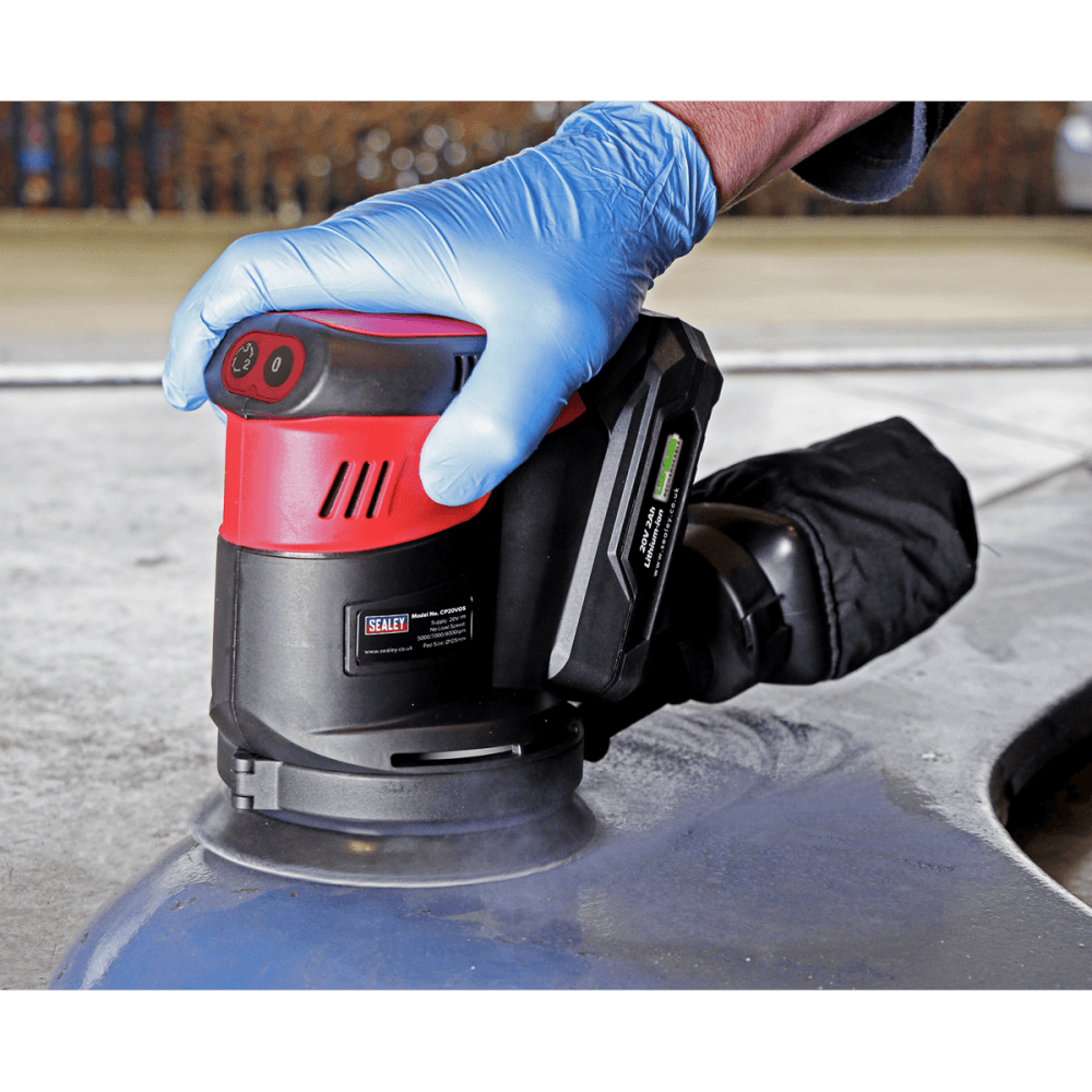 Sealey SV20 Series 125mm Cordless Orbital Palm Sander 20V - Body Only Model No-CP20VOS