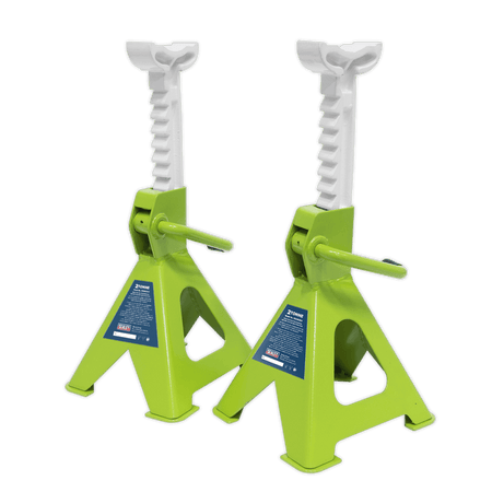 Sealey Axle Stands (Pair) 2tonne Capacity per Stand Ratchet Type - Hi-Vis Green Model No-VS2002HV