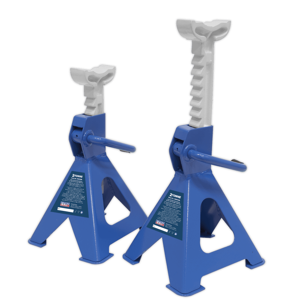 Sealey Axle Stands (Pair) 2tonne Capacity per Stand Ratchet Type - Blue Model No-VS2002BL