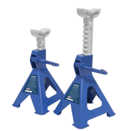 Sealey Axle Stands (Pair) 2tonne Capacity per Stand Ratchet Type - Blue Model No-VS2002BL