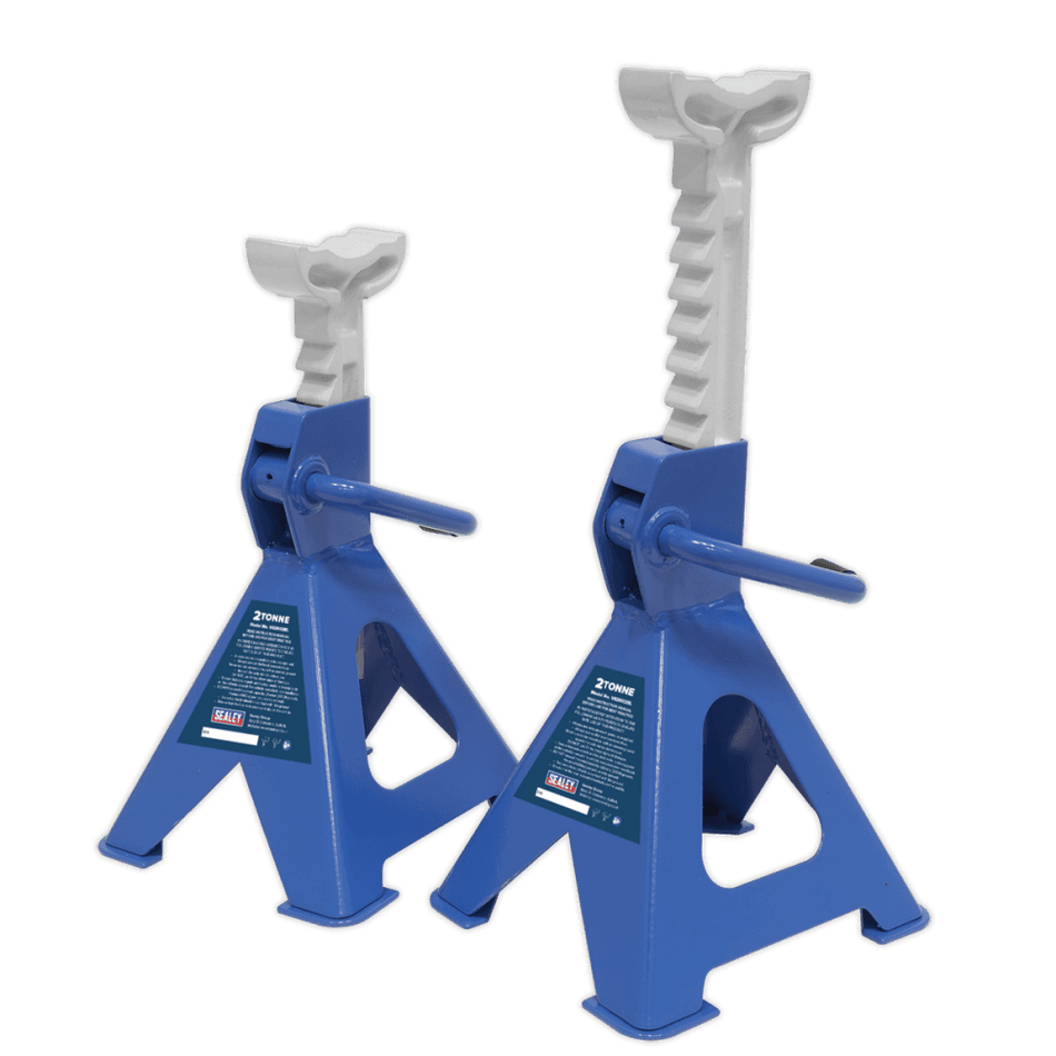 Sealey Axle Stands (Pair) 2tonne Capacity per Stand Ratchet Type - Blue Model No-VS2002BL