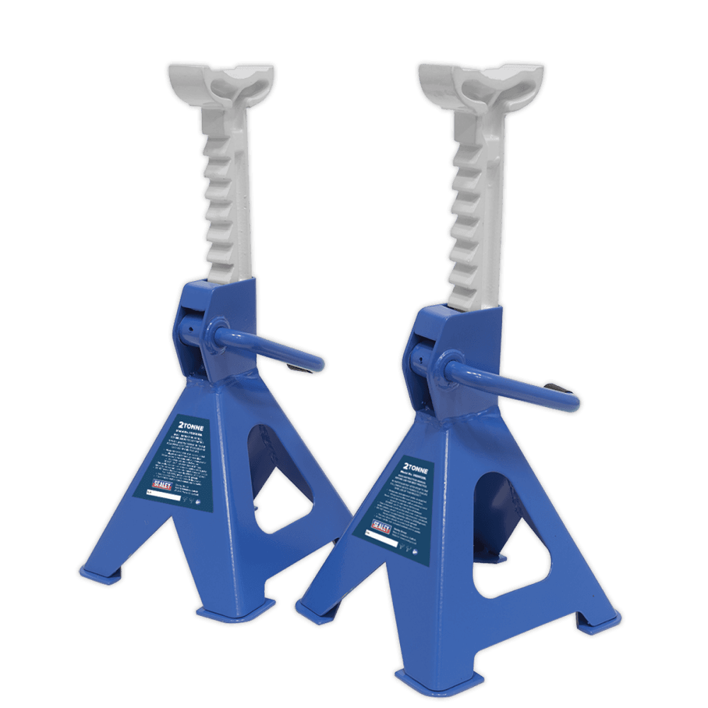 Sealey Axle Stands (Pair) 2tonne Capacity per Stand Ratchet Type - Blue Model No-VS2002BL