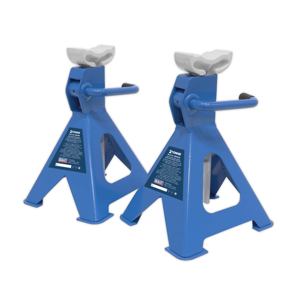 Sealey Axle Stands (Pair) 2tonne Capacity per Stand Ratchet Type - Blue Model No-VS2002BL