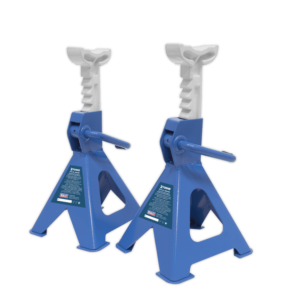 Sealey Axle Stands (Pair) 2tonne Capacity per Stand Ratchet Type - Blue Model No-VS2002BL