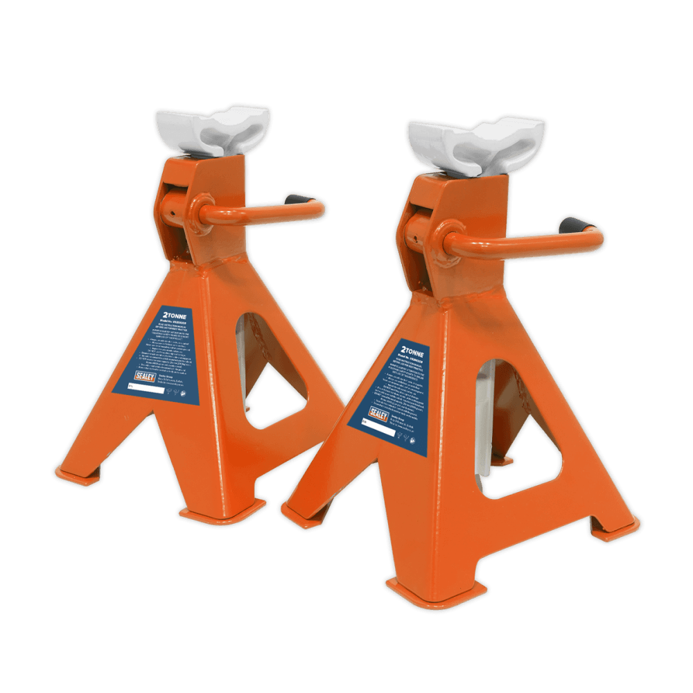 Sealey Axle Stands (Pair) 2tonne Capacity per Stand Ratchet Type - Orange Model No-VS2002OR