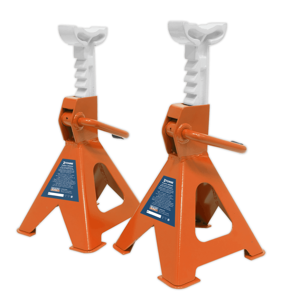 Sealey Axle Stands (Pair) 2tonne Capacity per Stand Ratchet Type - Orange Model No-VS2002OR