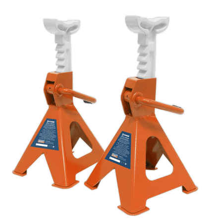 Sealey Axle Stands (Pair) 2tonne Capacity per Stand Ratchet Type - Orange Model No-VS2002OR