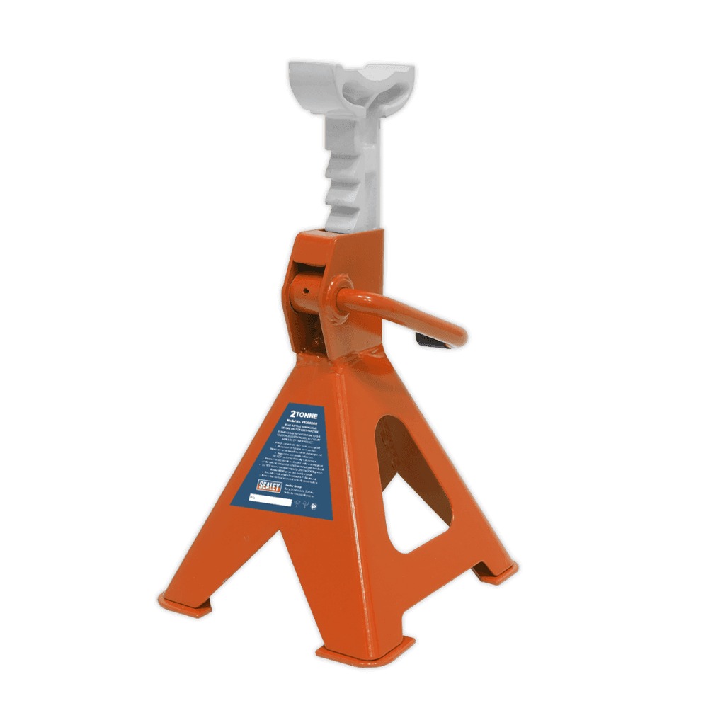 Sealey Axle Stands (Pair) 2tonne Capacity per Stand Ratchet Type - Orange Model No-VS2002OR