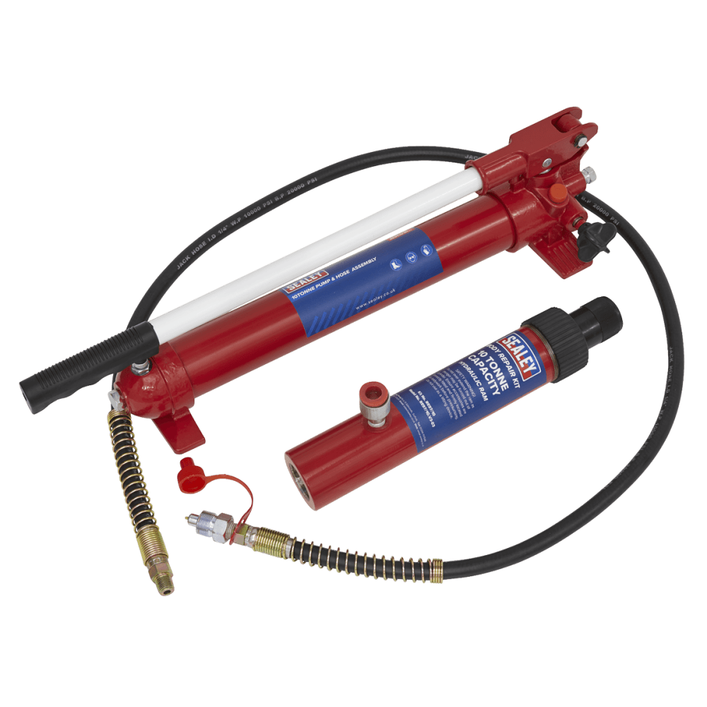 Sealey Push Ram with Pump & Hose Assembly - 10tonne Model No.-RE97.10-COMBO