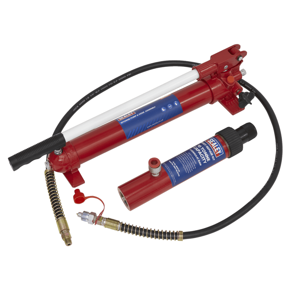Sealey Push Ram with Pump & Hose Assembly - 10tonne Model No.-RE97.10-COMBO