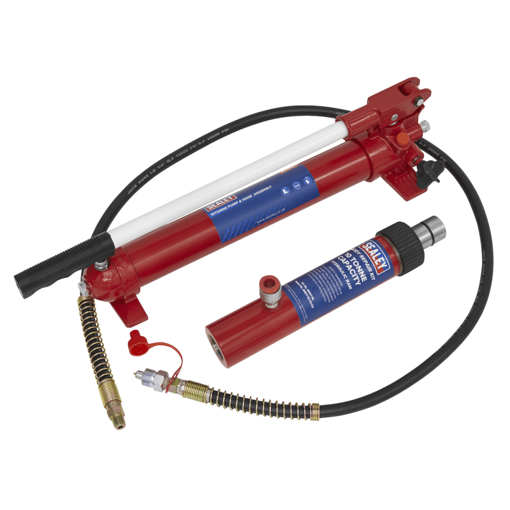 Sealey Push Ram with Pump & Hose Assembly - 10tonne Model No.-RE97.10-COMBO