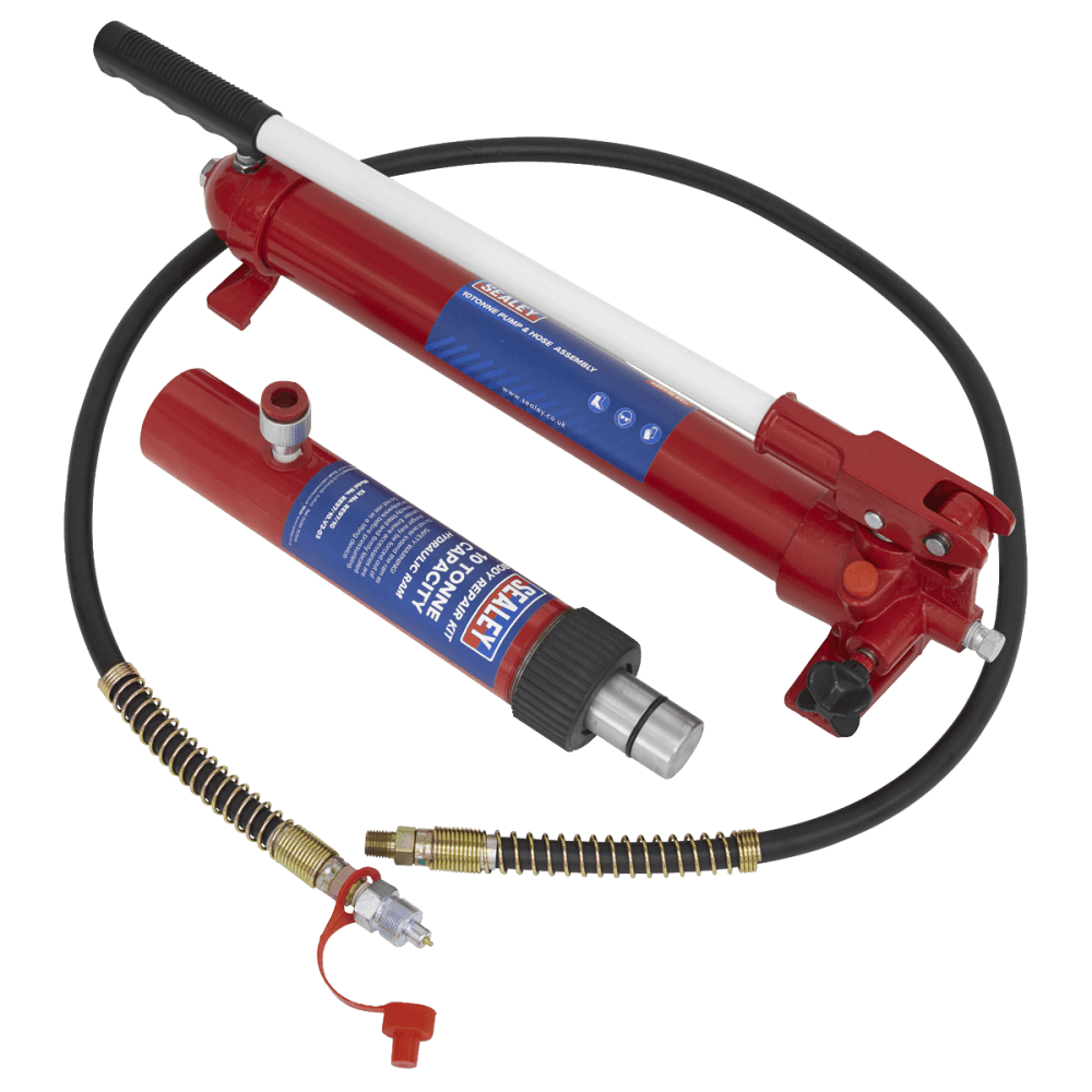 Sealey Push Ram with Pump & Hose Assembly - 10tonne Model No.-RE97.10-COMBO