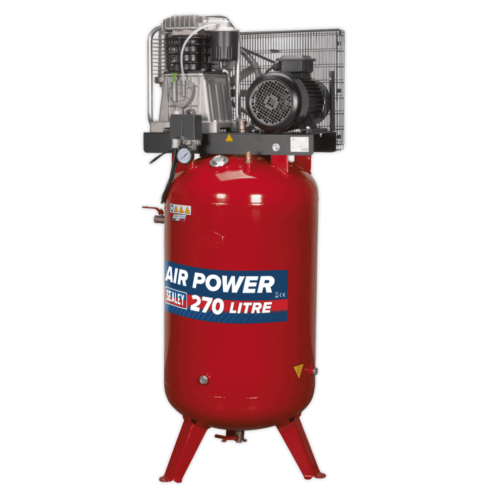 Sealey Compressor 270ltr Vertical Belt Drive 7.5hp 3ph 2-Stage with Cast Cylinders Model No.-SACV52775B