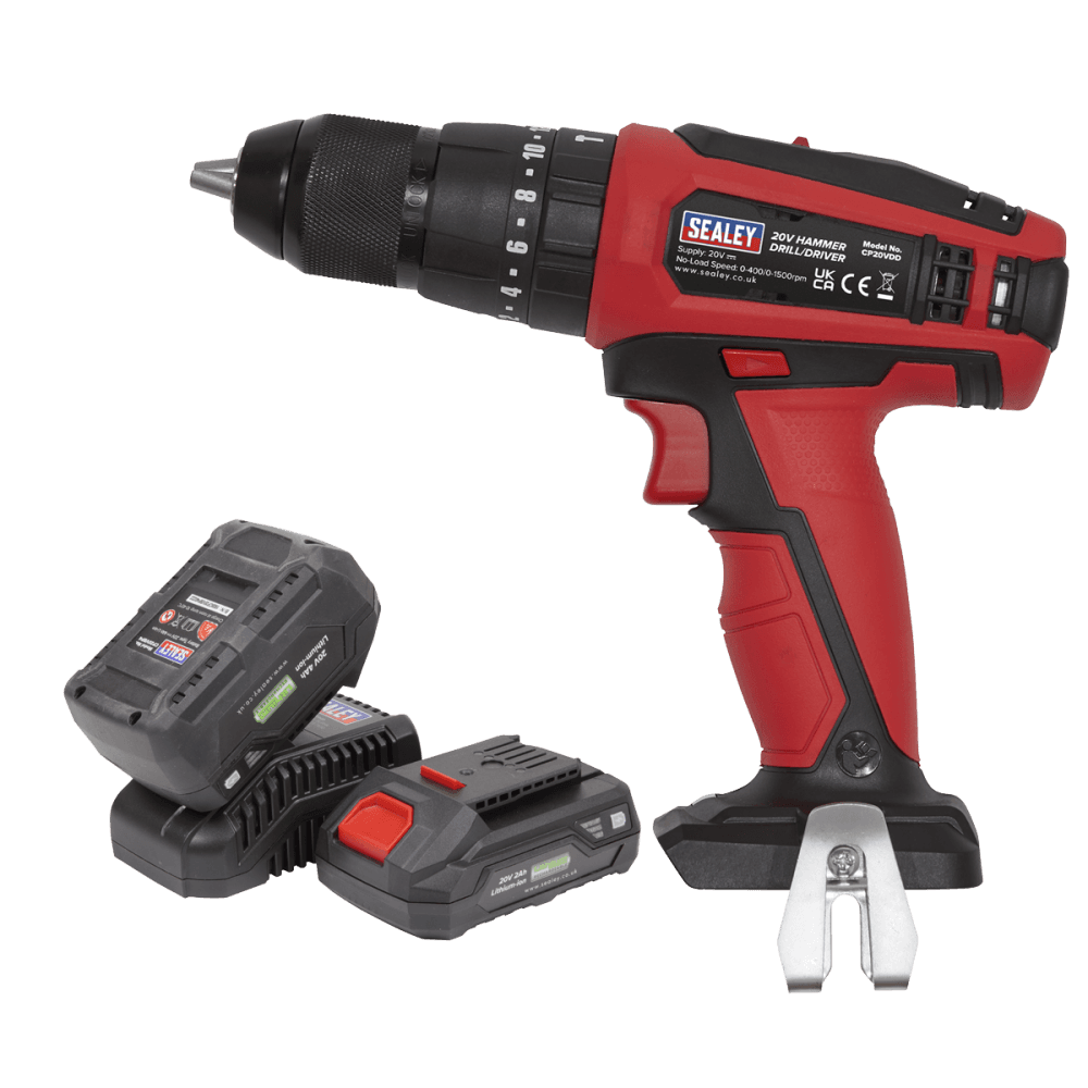 Sealey Hammer Drill/Driver Kit 13mm 20V - 2 Batteries Model No.-CP20VDDKIT
