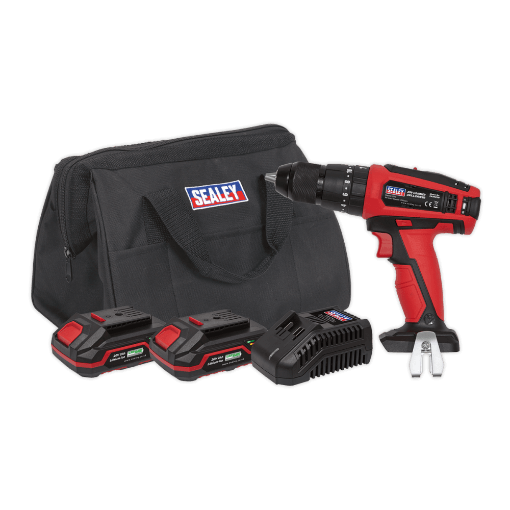 Sealey Hammer Drill/Driver Kit 13mm 20V - 2 Batteries Model No.-CP20VDDKIT