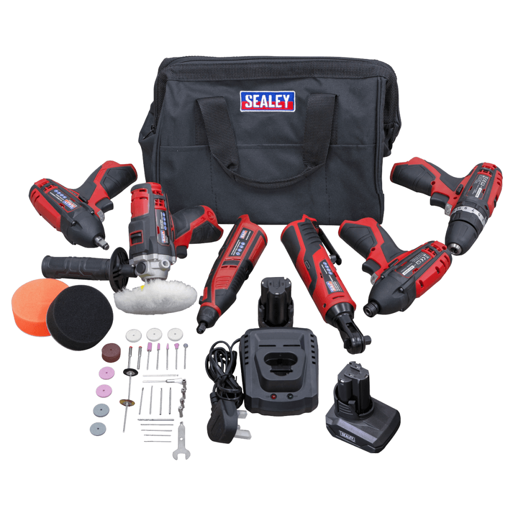 Sealey 6 x SV12 Series Cordless Power Tool Kit 12V - 2 Batteries Model No.-CP1200COMBO2