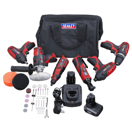 Sealey 6 x SV12 Series Cordless Power Tool Kit 12V - 2 Batteries Model No.-CP1200COMBO2