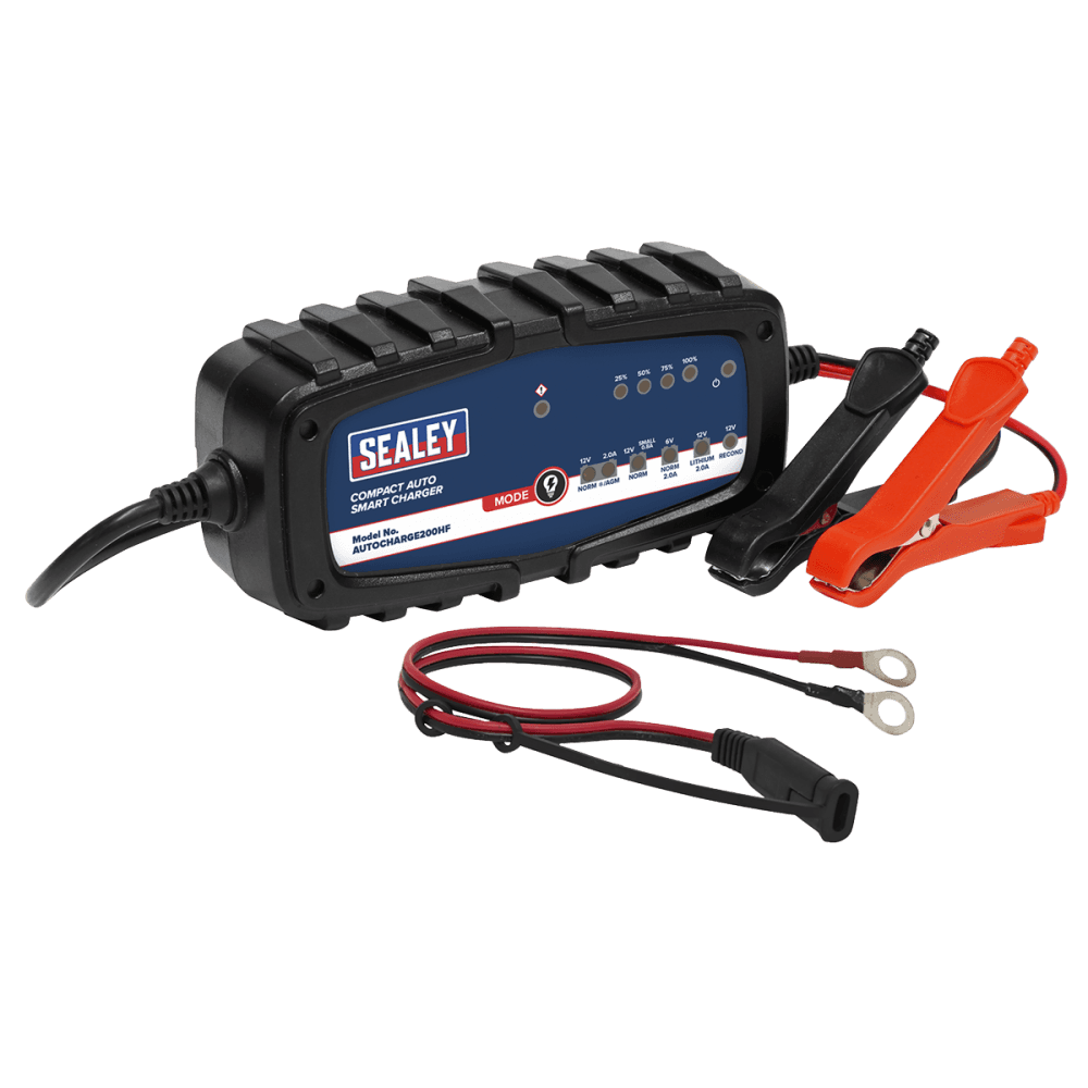 Sealey 6/12V Compact Auto Smart Charger & Maintainer 2A Model No.-AUTOCHARGE200HF